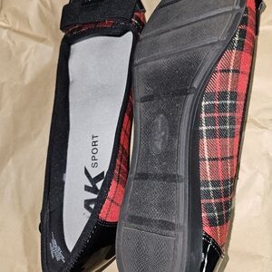 Anne Klein Plaid Flats in Red and Black